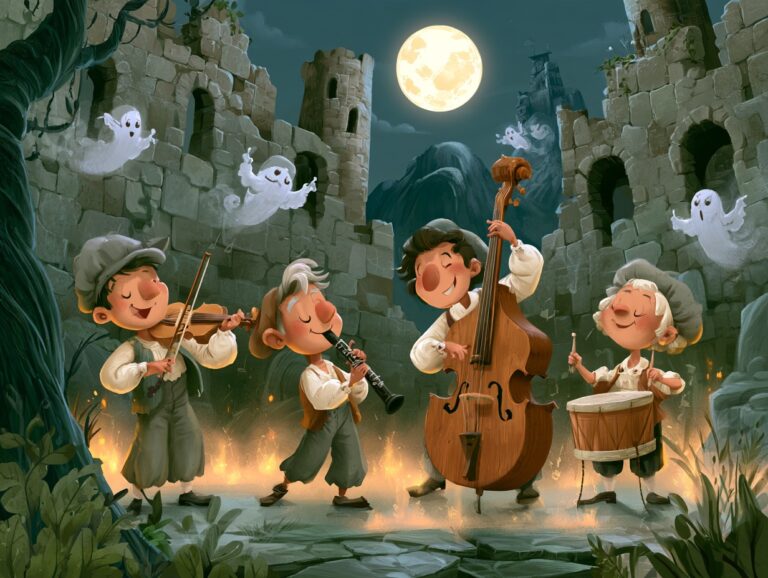 Ilustrace k pohádce Čtyři hudebníci