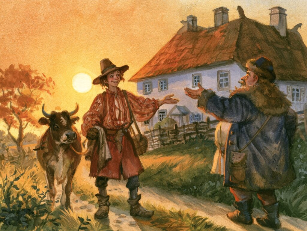 Ilustrace k pohádce Jak dal Stepas pánovi za vyučenou