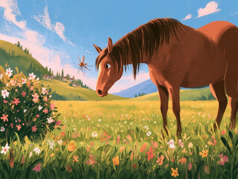 Ilustrace k pohádce Kůň a komár