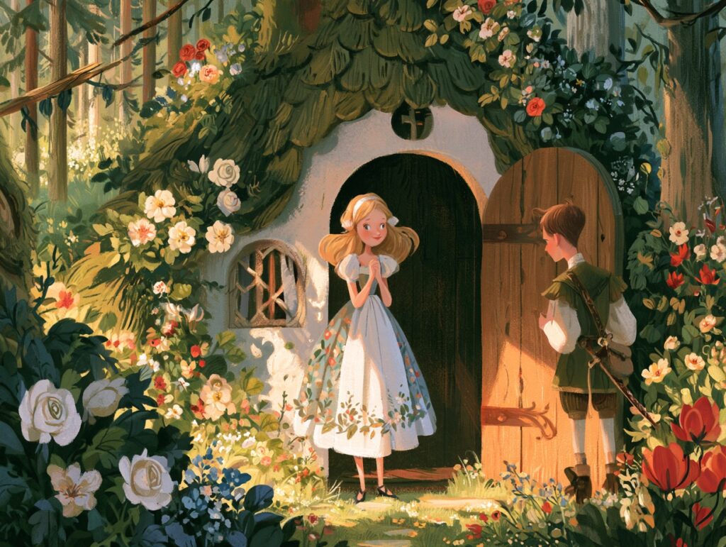 Ilustrace k pohádce O krásné panně a o zlé bábě